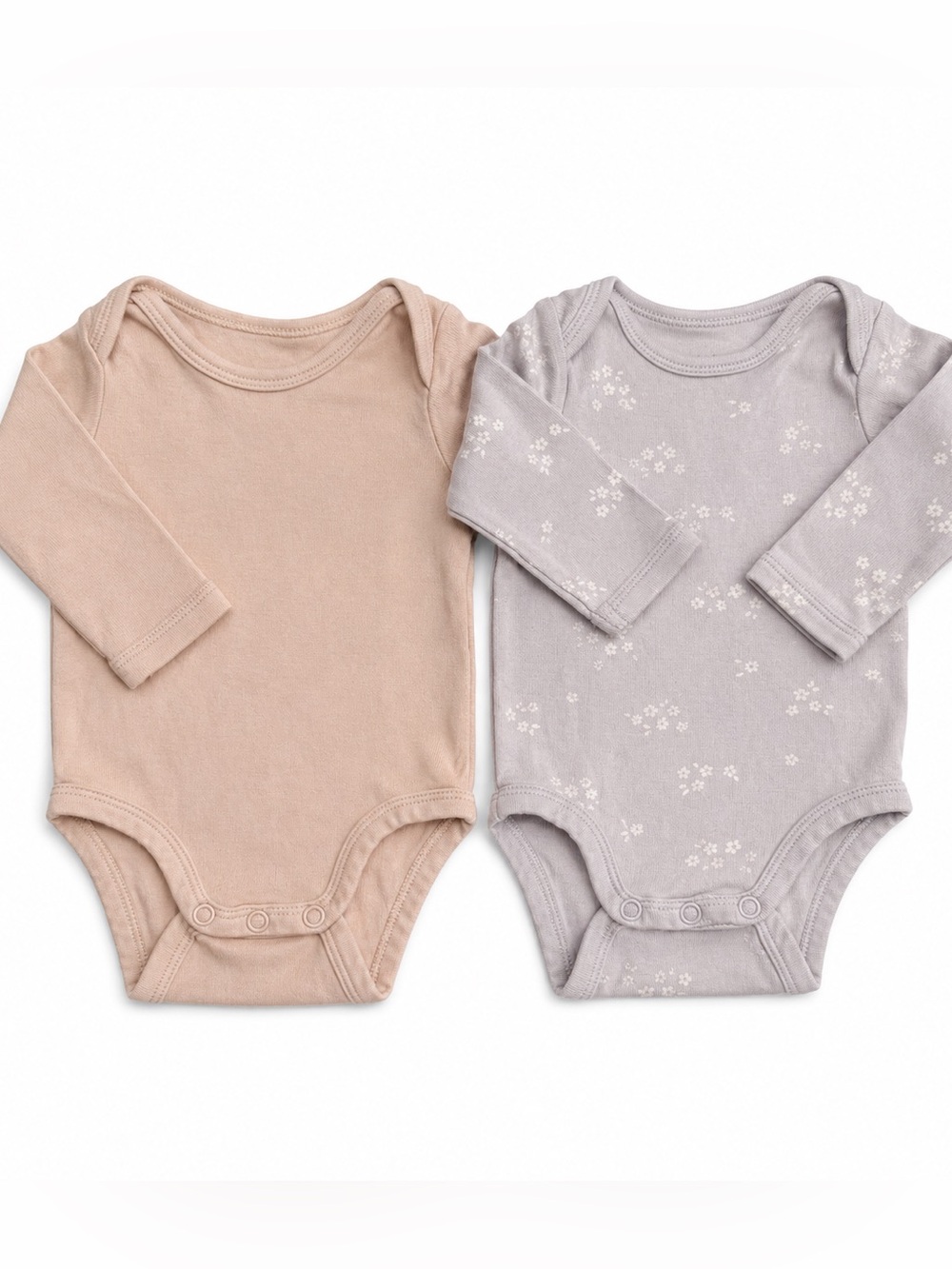 H&M Two-Pack Long-Sleeve Baby Bodysuits in light pink and light purple